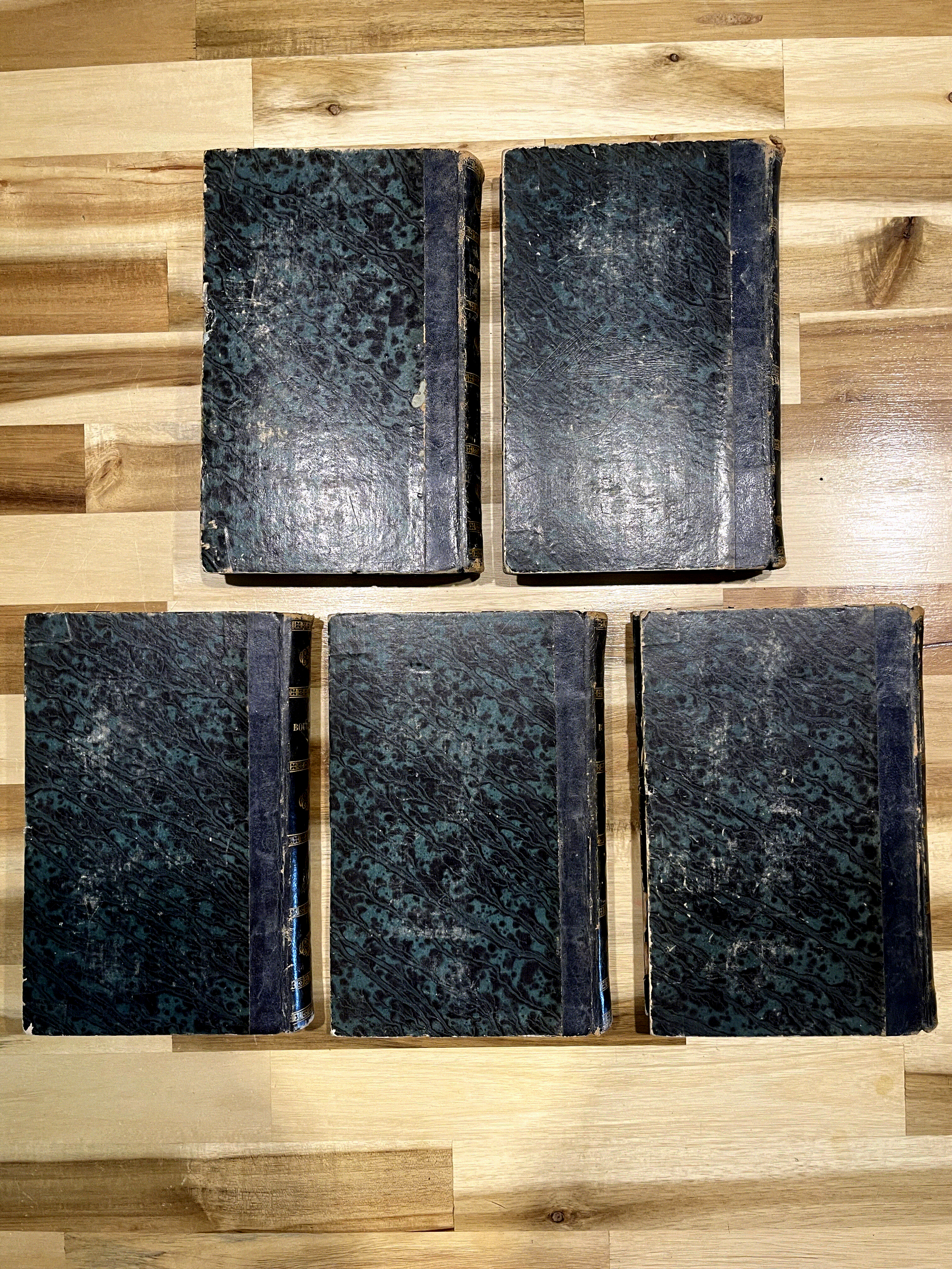 Lot de 5 livres anciens reliés – Œuvres de Bourdaloue – Édition de 1850 – Reliures plein cuir – XIXe siècle