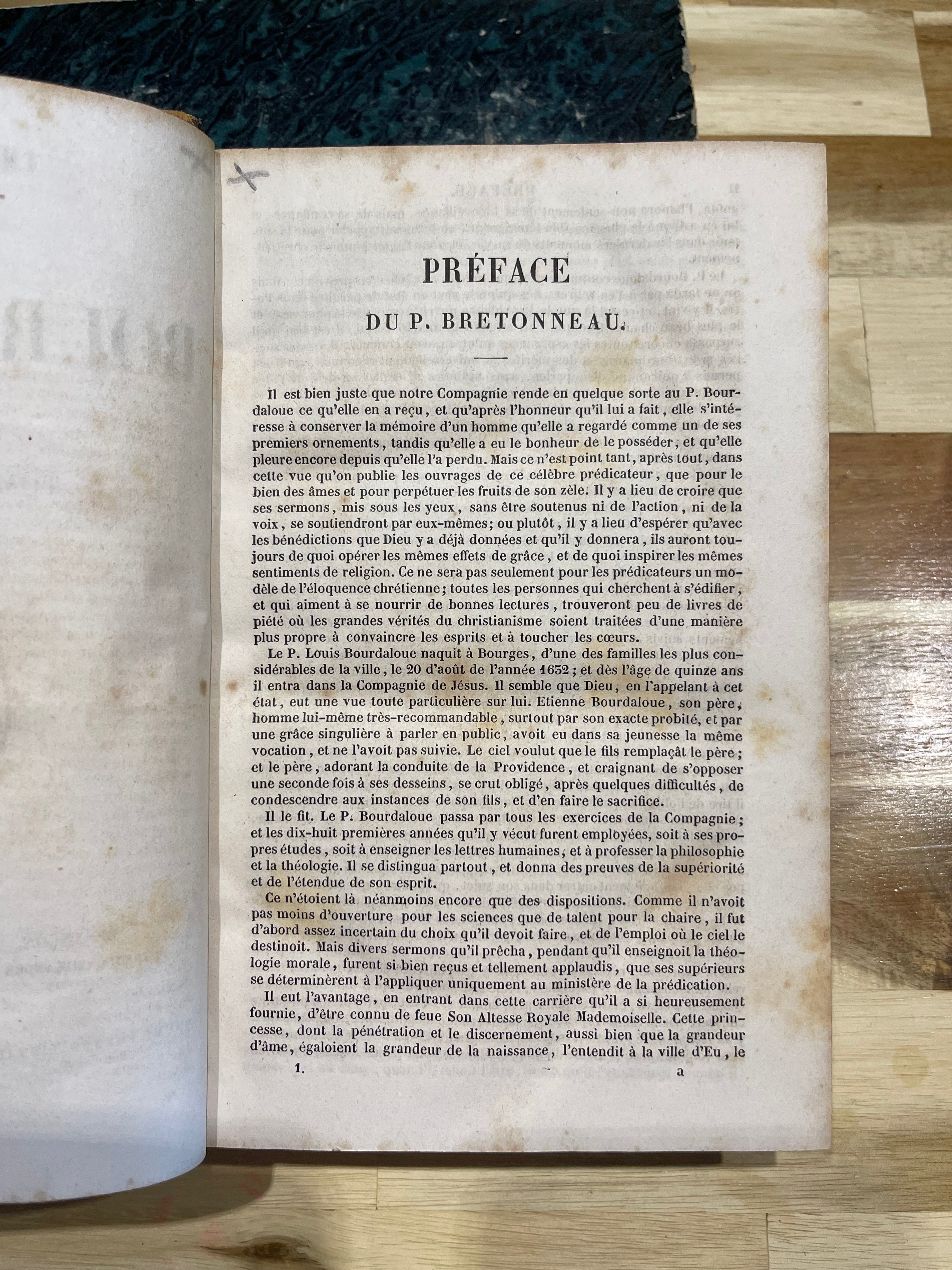 Lot de 5 livres anciens reliés – Œuvres de Bourdaloue – Édition de 1850 – Reliures plein cuir – XIXe siècle