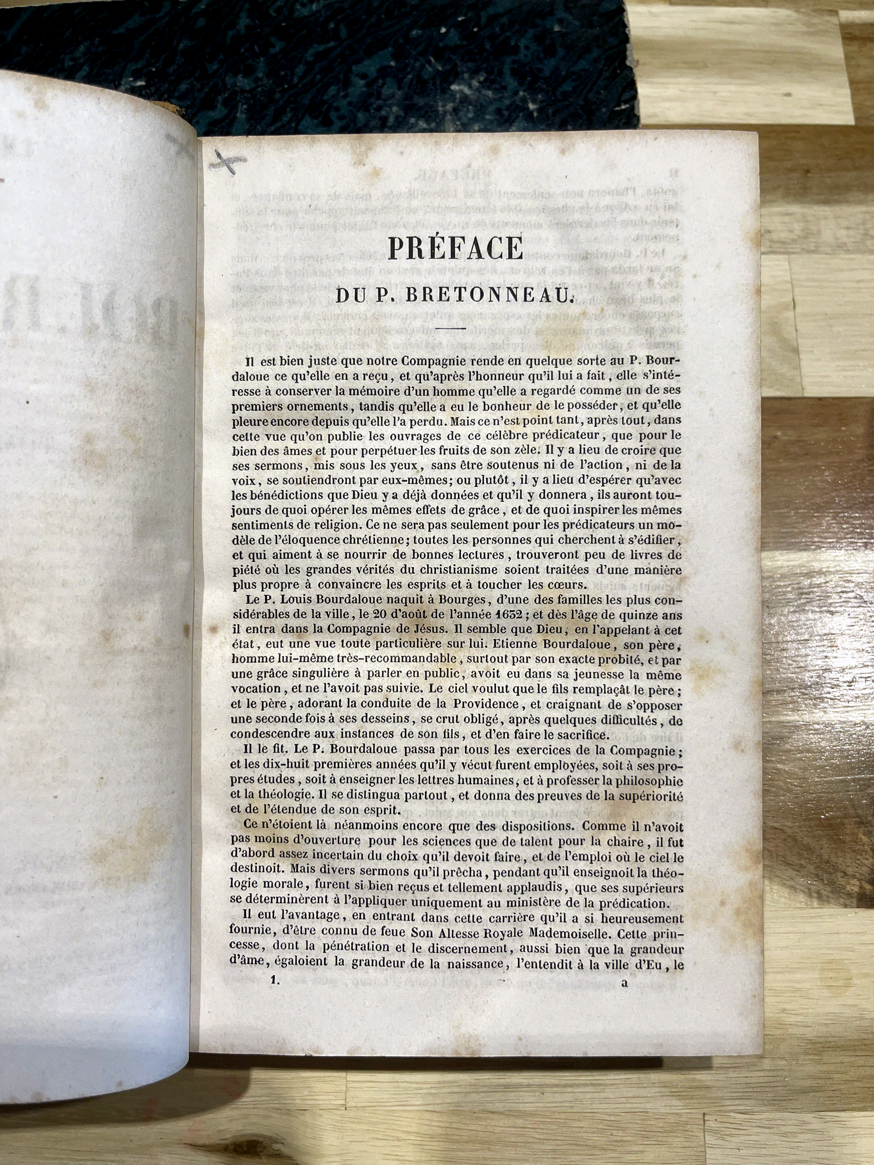 Lot de 5 livres anciens reliés – Œuvres de Bourdaloue – Édition de 1850 – Reliures plein cuir – XIXe siècle