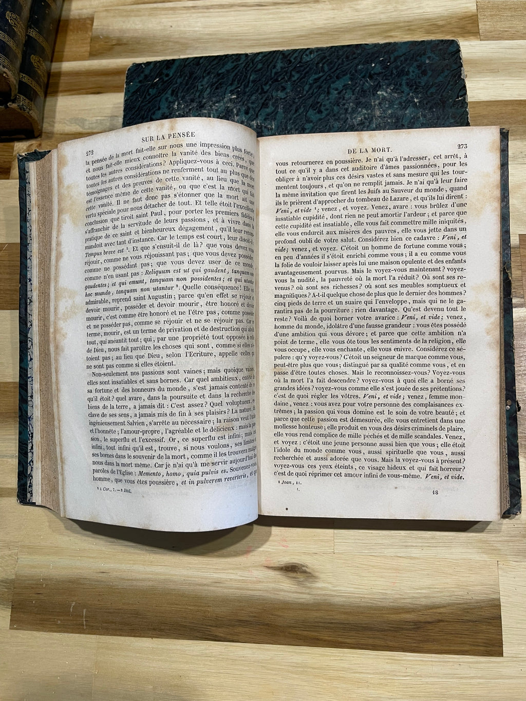Lot de 5 livres anciens reliés – Œuvres de Bourdaloue – Édition de 1850 – Reliures plein cuir – XIXe siècle