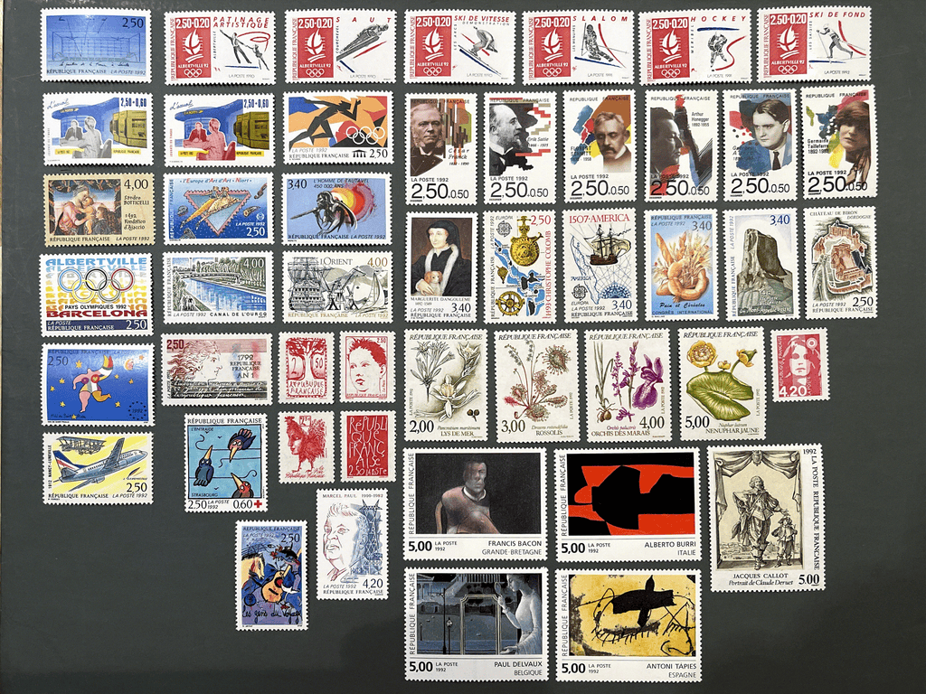 Timbre France Collection - Année 1992 complète - NEUFS** sans charnière - MNH + Bloc + Carnets