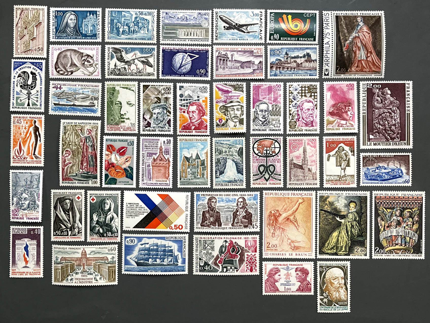 Timbre France Collection - Année 1973 complète - NEUFS** sans charnière - MNH