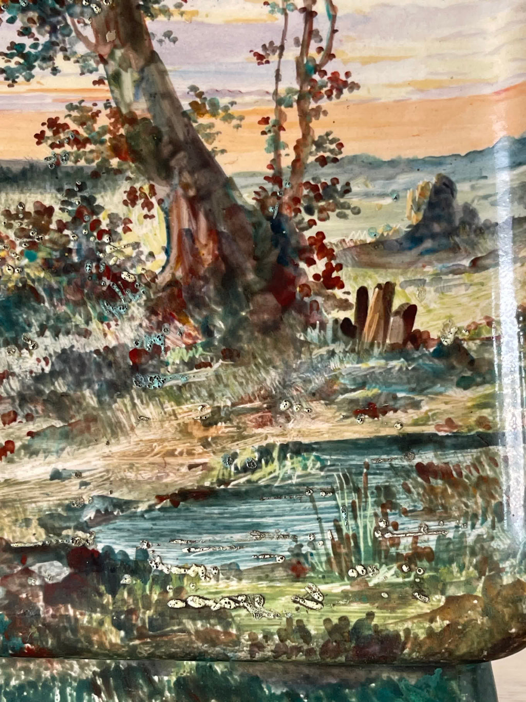 Grand vase paysage en céramique – Attribué à Montigny-sur-Loing – 36 cm