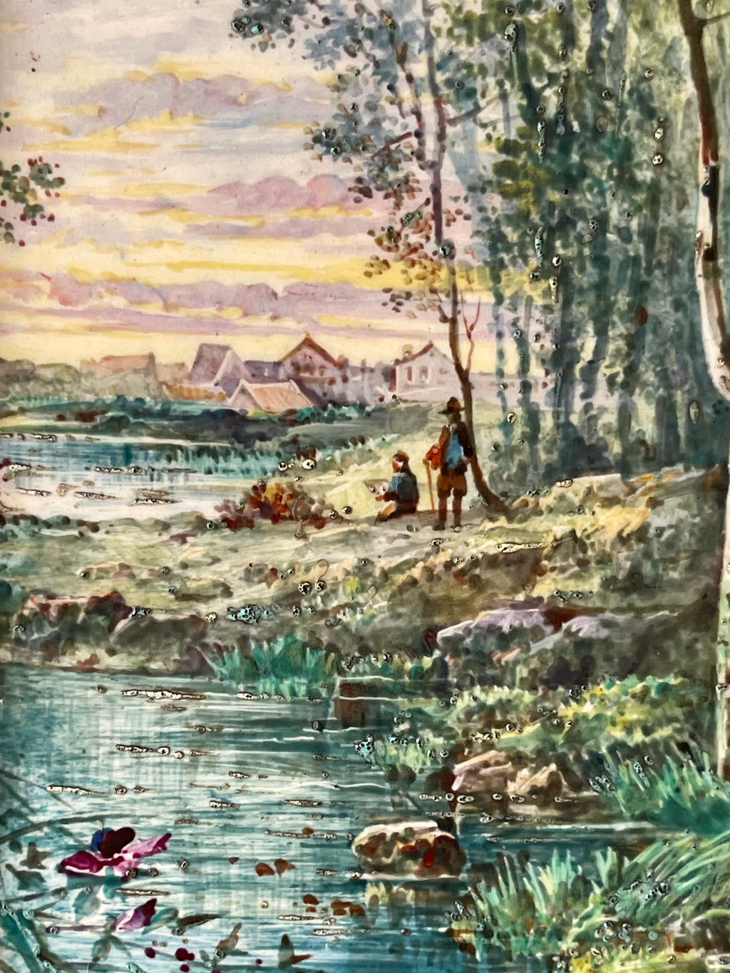 Grand vase paysage en céramique – Attribué à Montigny-sur-Loing – 36 cm
