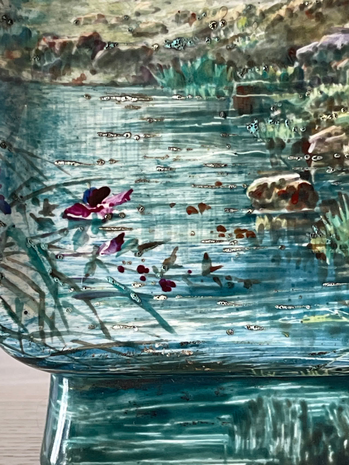 Grand vase paysage en céramique – Attribué à Montigny-sur-Loing – 36 cm