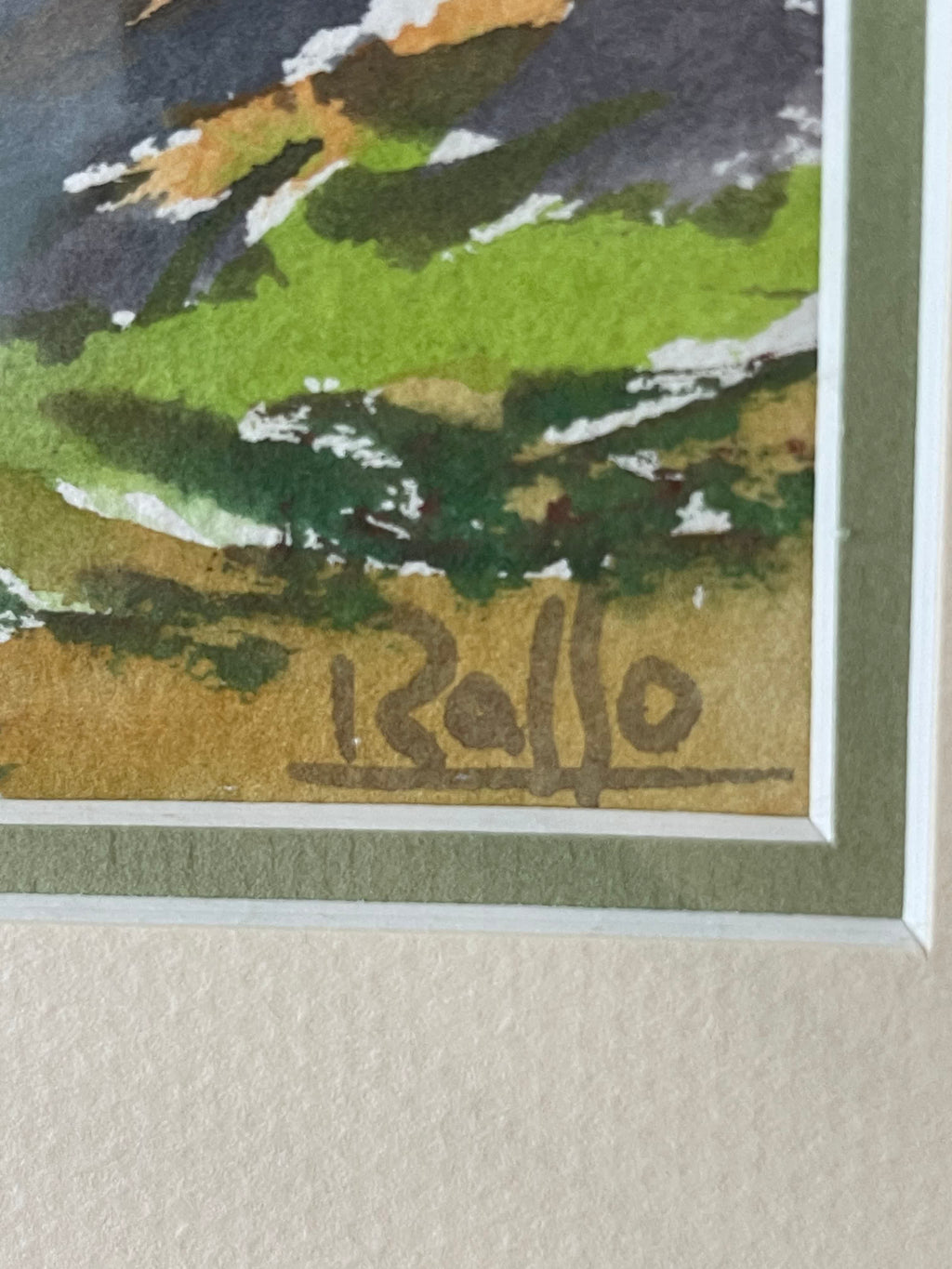 Vue de Saint-Tropez signée Rallo – Aquarelle sur papier encadrée – 52 cm
