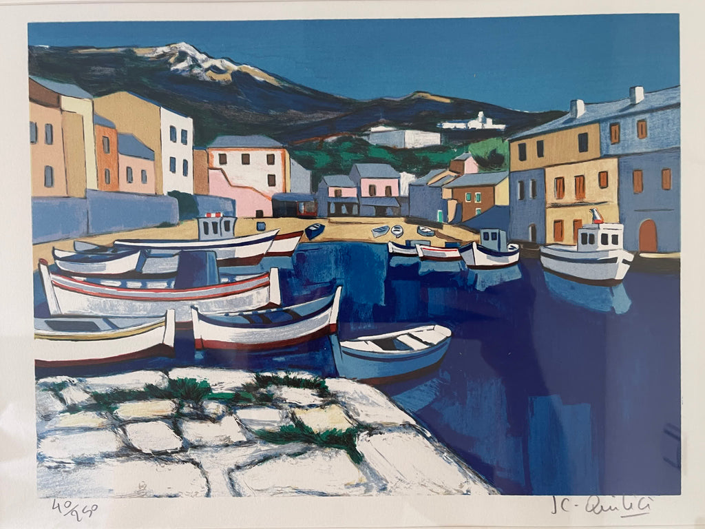 Lithographie d’après Jean-Claude Quilici – Scène de port – 40/250 – 52 cm