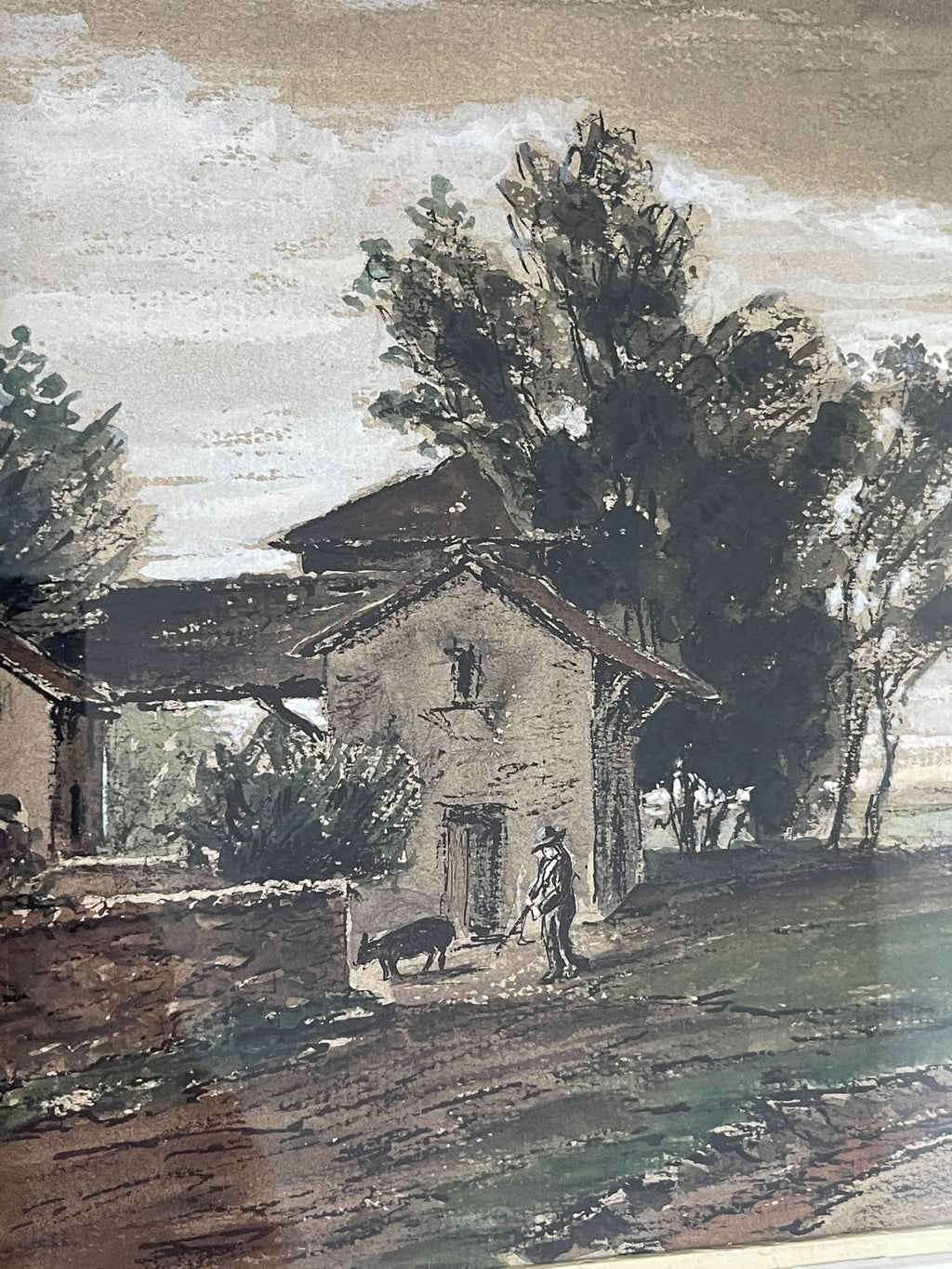 Octave Bellet – Scène rurale au chasseur – Paysage, début XXe siècle