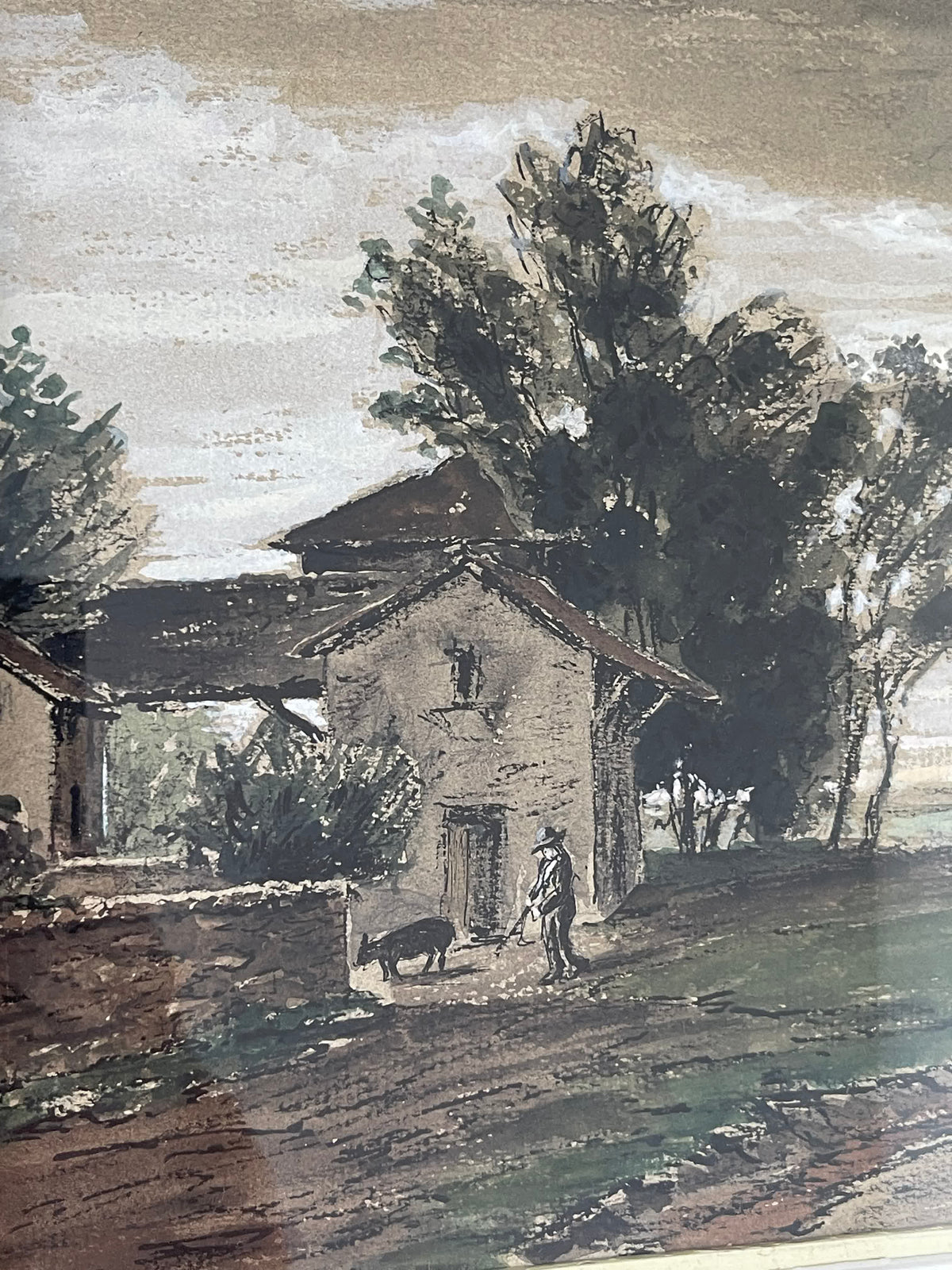 Octave Bellet – Scène rurale au chasseur – Paysage, début XXe siècle