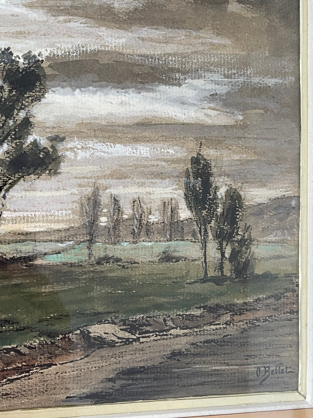 Octave Bellet – Scène rurale au chasseur – Paysage, début XXe siècle
