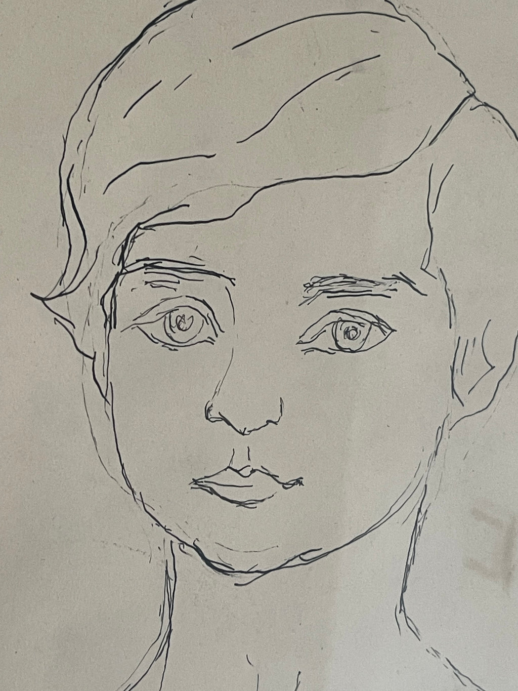 Marcel Dumont – Portrait d'enfant – Encre sur papier - 45 cm