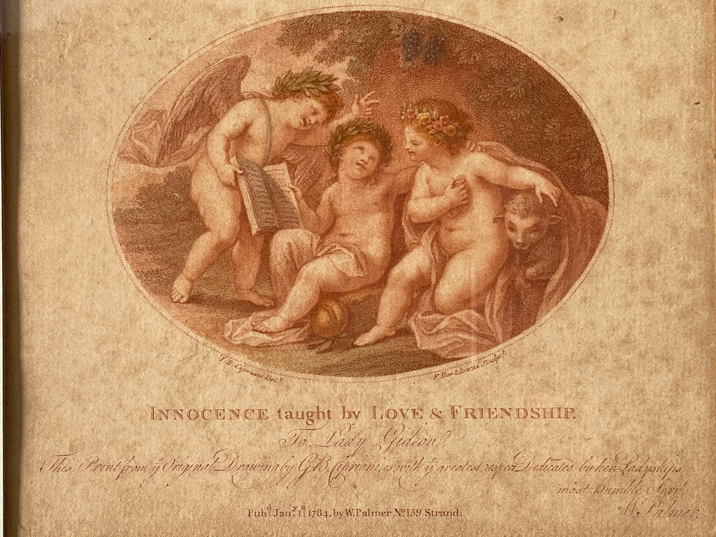 Francesco Bartolozzi (1728-1815) – Innocence, gravure au pointillé en sanguine – 1784