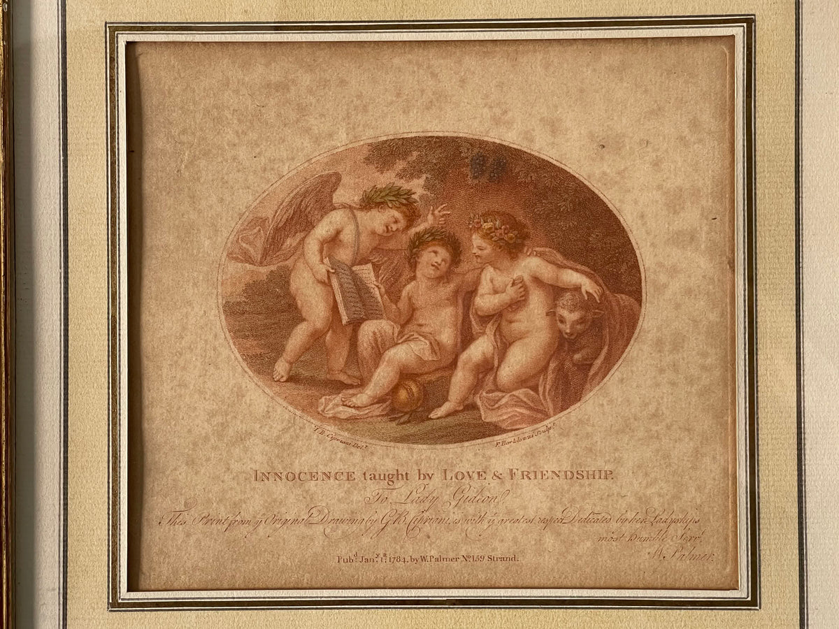 Francesco Bartolozzi (1728-1815) – Innocence, gravure au pointillé en sanguine – 1784