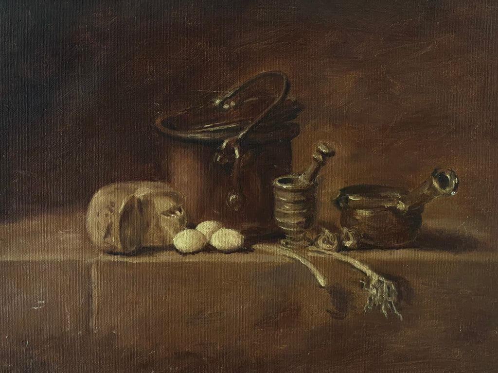 Nature morte aux récipients – Huile sur toile contrecollée – XXe siècle