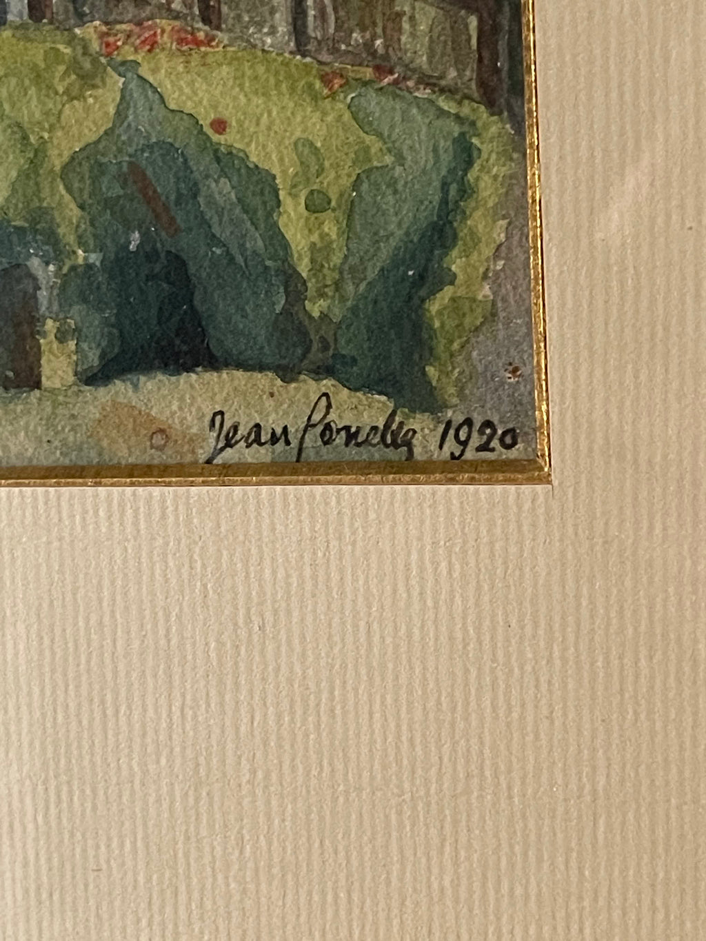Jean Ponelle (XXᵉ) – Chalet d'architecture régionaliste en montagne – Aquarelle signée et datée 1920