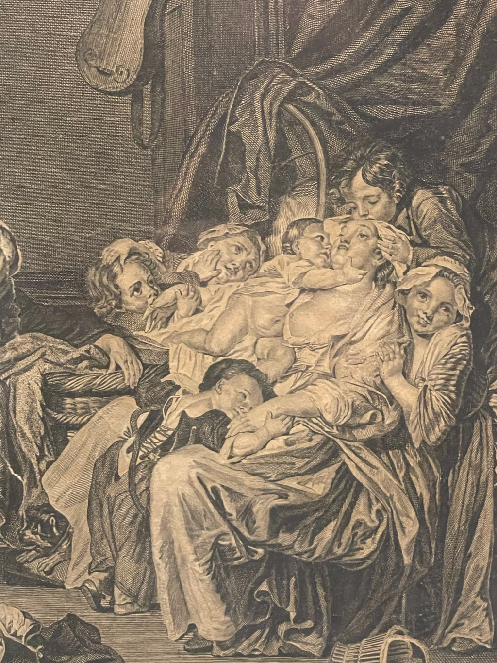 Das glückliche Ehepaar – Stich nach Greuze – 51 × 45 cm