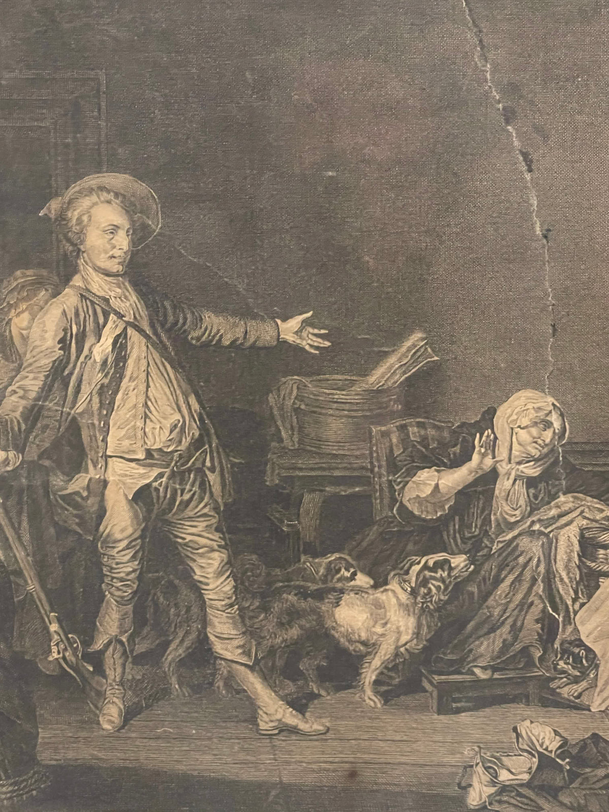 Das glückliche Ehepaar – Stich nach Greuze – 51 × 45 cm