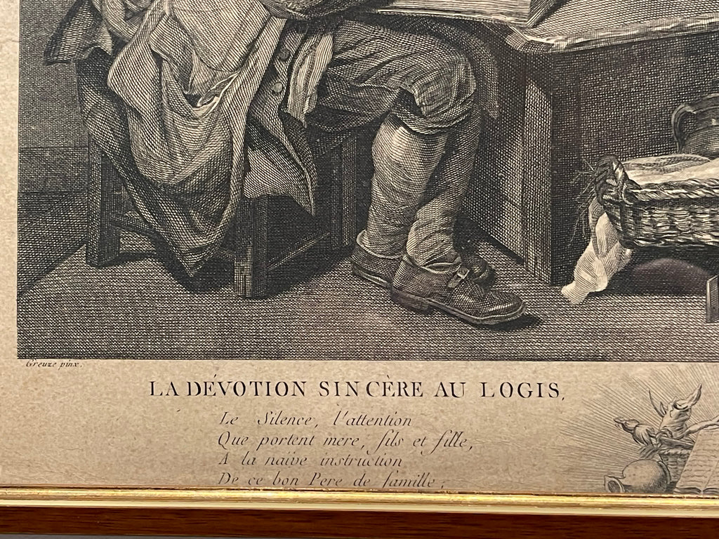 La Dévotion sincère au logis – Gravure d’après Greuze – 51,5 cm