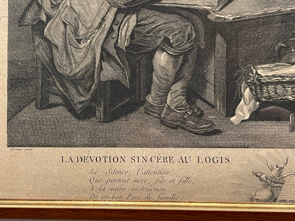 La Dévotion sincère au logis – Gravure d’après Greuze – 51,5 cm
