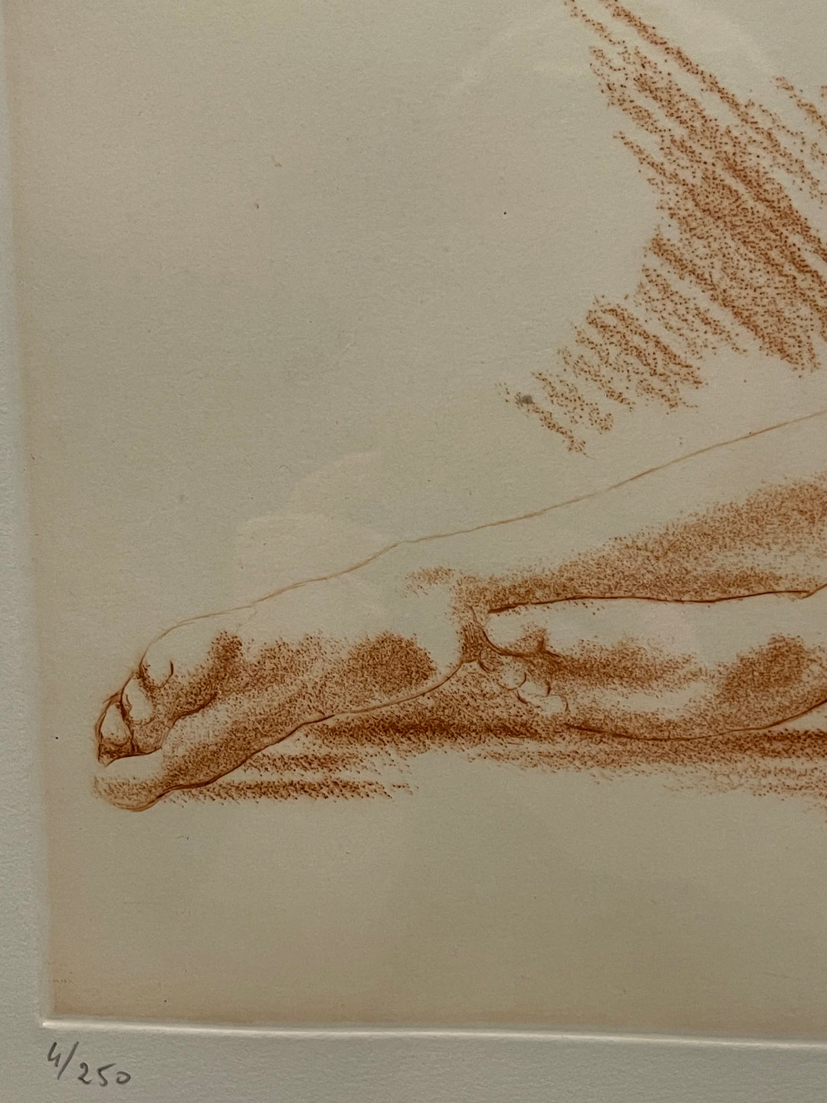 Frédéric LEFORT (XXᵉ) - Nu féminin couché de dos, gravure à la manière de sanguine (Tirage 4/250)