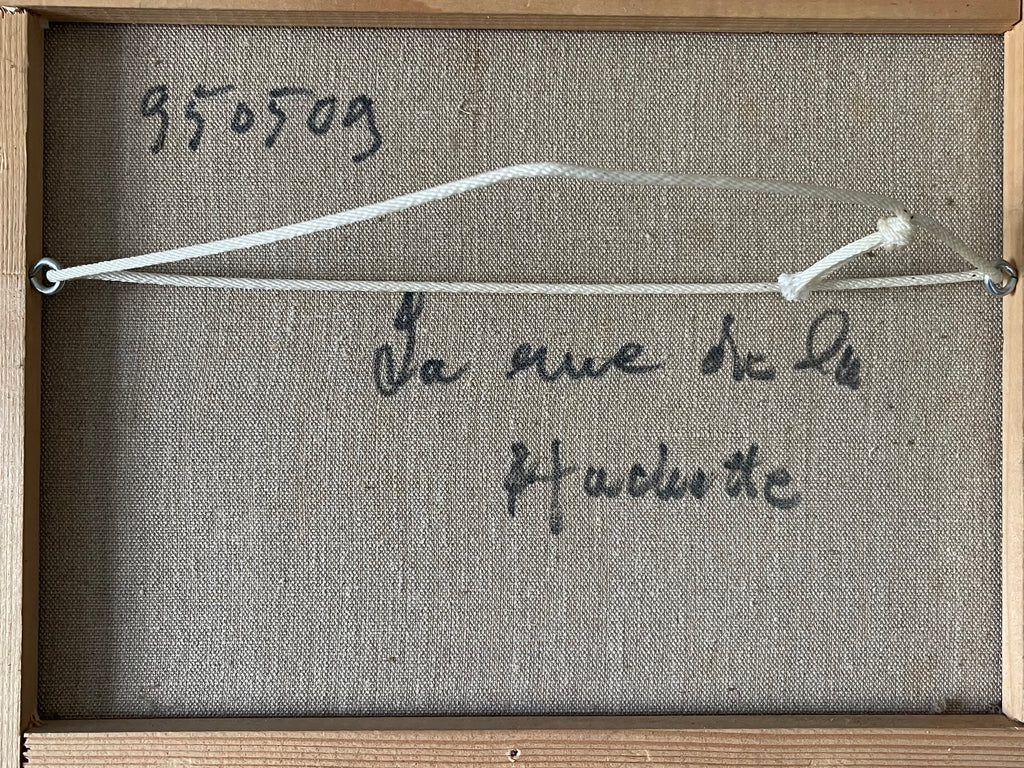 Urbain HUCHET (1930–2014) — La rue de la Huchette, Paris, huile sur toile dans un cadre Montparnasse