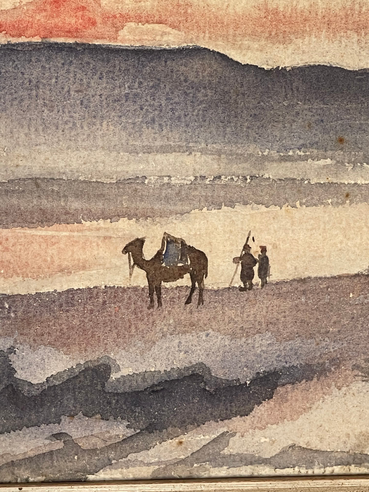 Paysage orientaliste à la caravane – Aquarelle datée 1896 - Signée A Derain