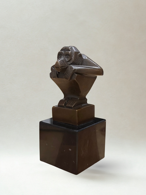 Bronze d’après Casimir BRAU – Sculpture animalière Art Déco – Singe - 13 cm