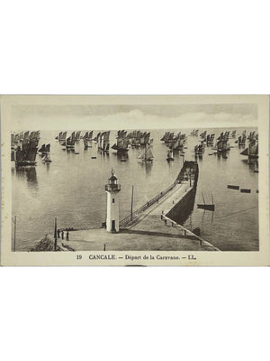 Cancale – Départ de la caravane, flotte de voiliers – CPA n° 19 L.L.