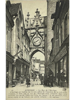 Auxerre – Rue et Tour de l'Horloge animées – CPA ND n°85