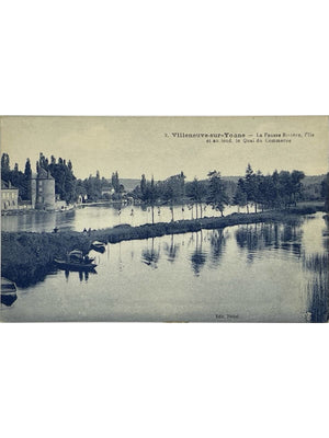 Villeneuve-sur-Yonne – La Fausse Rivière, l'île et le quai du Commerce – CPA Nadal