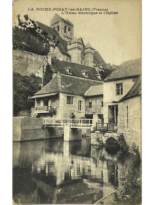 La Roche-Posay-les-Bains – Usine électrique et église – CPA ancienne