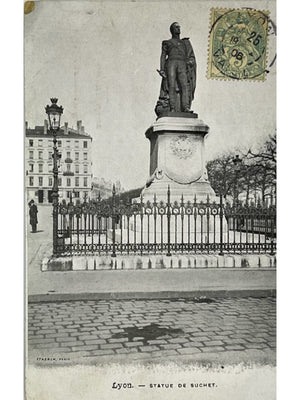 Lyon – Statue du maréchal Suchet – CPA ancienne vers 1909