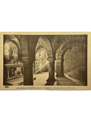 Jâlons-les-Vignes (Marne) – Crypte romane de l'église – CPA 1925