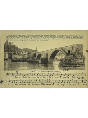 Avignon – Pont Saint-Bénézet côté nord et chanson – CPA