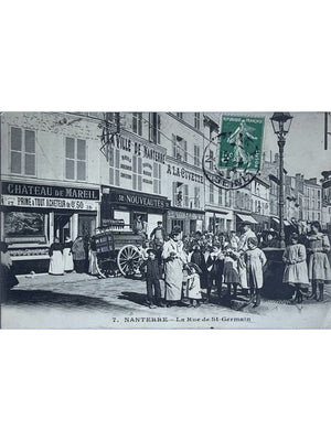 Nanterre – Rue de Saint-Germain animée et commerces – CPA n° 7, 1908