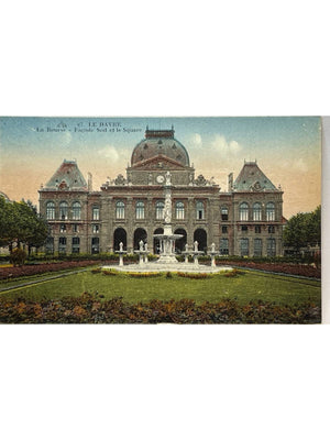 Le Havre – La Bourse, façade sud et square – CPA colorisée n°67