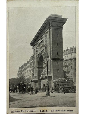 Paris – Porte Saint-Denis, omnibus et attelages – CPA Collection Petit Journal