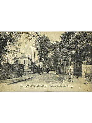 Épinay-sur-Seine – Avenue du Chemin-de-Fer, enfants et attelage – CPA n° 60