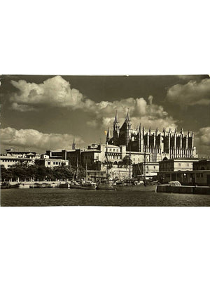 Palma de Majorque – Cathédrale depuis le quai et bateaux – CPSM 1957