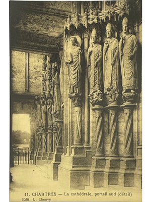 Chartres – Cathédrale, portail sud en détail – CPA n° 11 L. Chouvy
