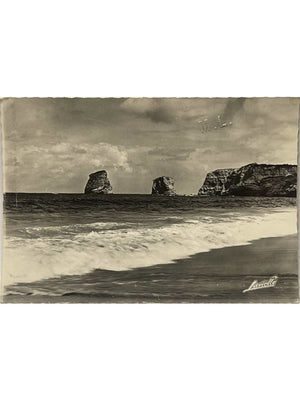 Hendaye – Plage des Deux Jumeaux à marée haute – CPSM n° 1551