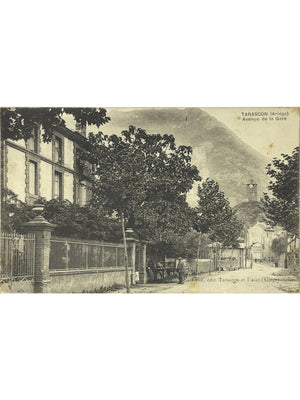Tarascon-sur-Ariège – Avenue de la Gare et attelage – CPA ancienne