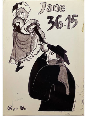 Carte postale – Jane 36-15 par Touraine – Toulouse-Lautrec vu par les humoristes – 1990