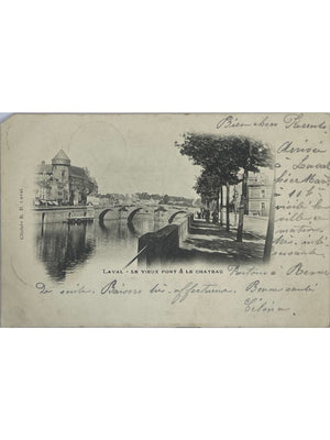 Laval (Mayenne) – Le Vieux Pont et le château – CPA 1902
