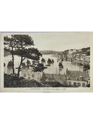 Audierne – Le port et les quais avec voiliers – CPA ancienne