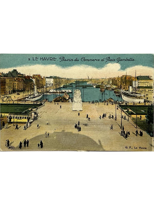 Le Havre – Bassin du Commerce et place Gambetta, port et tramway – CPA n° 9