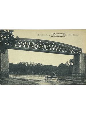 Carte postale – Côte d’Émeraude – Pont de Lessart sur la Rance et vedette blanche