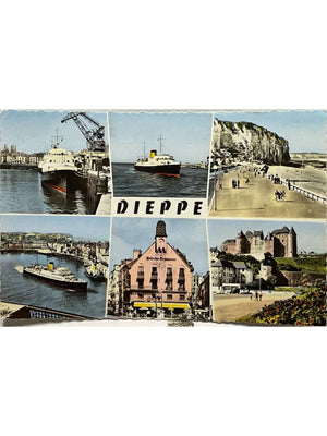 Carte postale – Dieppe – Port, falaise et château – Carte multivues des années 1960