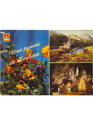Carte postale – Lourdes – Basilique et Grotte de Massabielle – Une pensée de Lourdes