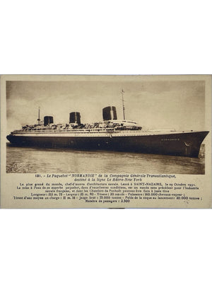 Carte postale – Paquebot Normandie – Compagnie Générale Transatlantique – Éditions Gaby n°181